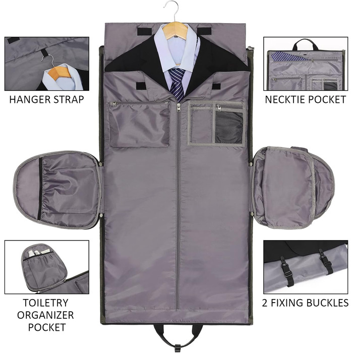 Garment Bag Suit Cover for Men Women, Suit Travel Bag, Clothes Bags Shoe Bag - 2 in 1 Hanging Suitcase Garment Travel Bags, High-Quality Garment Bag for Suit and Dress (A-coffee)