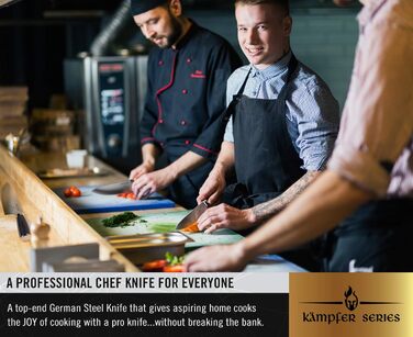 Кухонний ніж Chef's Path 20 см з німецької нержавіючої сталі — універсальний професійний ніж для м'яса, з ергономічною ручкою, чохлом і подарунковою коробкою, для різання та рубання