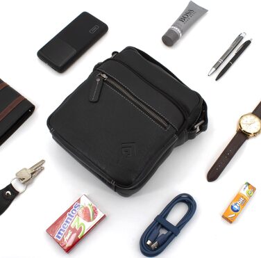 Чоловіча сумка через плече JOREY з натуральної шкіри, чорна. Ідеальна для бізнесу, роботи та подорожей. Чоловіча шкіряна сумка-мішок.