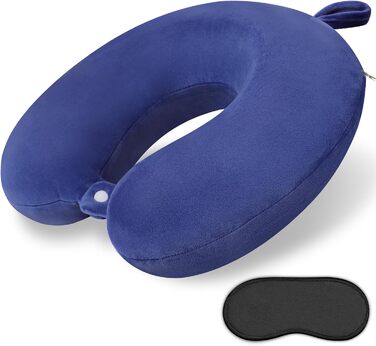 Подушка для шиї з Memory Foam, U-подібна, для подорожей. Зручна, підтримує шию та голову, зменшує втому. Підходить для літаків, поїздів, авто. Колір: Живий блакитний