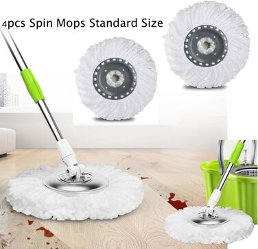 YWSHF Replacement Mop Heads for Old Hurricane Mr.Clean 360° Spin Magic Rotating Round Mop Heads, Microfiber, Universal Swivel Mop Heads, Clean Mop Head Refills for Standard Mops, 4 Pack