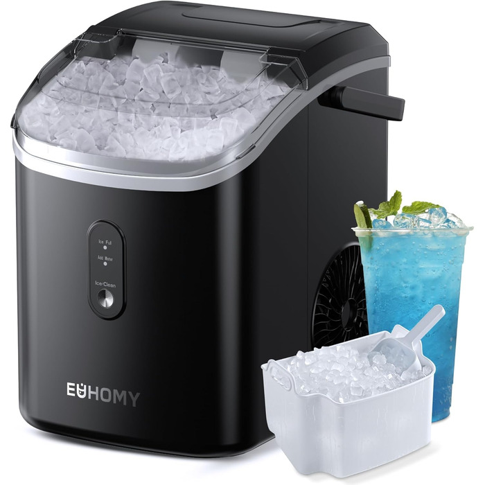 EUHOMY Stainless Steel Ice Maker - 24 Cubes in 13 Minutes, 24kg/24H Capacity - Self-Cleaning, 3.2L Ice Maker with Scoop & Basket for Home, Kitchen, Office, Bar, RV