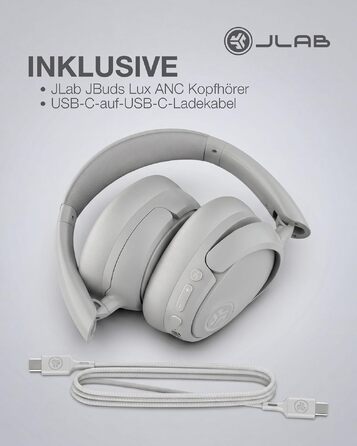 Бездротові накладні навушники JLab JBuds LUX ANC з активним шумопоглинанням, Bluetooth, колір: білий (Wolkenweiß)