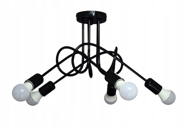 Підвісна LED-лампа ONE, чорна, стиль лофт, 5x E27