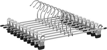 Набір вішалок для штанів SONGMICS (10 шт.), металеві, 31 см, з кліпсами, для штанів, спідниць, шкарпеток, міцні, срільно-чорного кольору