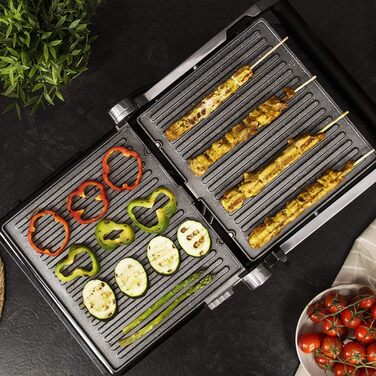 Cecotec Rock'nGrill Smart Electric Grill, 2000W Power, Time and Temperature Setting System, 180º Opening, Removable, Dishwasher-Safe Plates, 2000 W | Smart Grease Collection Tray
