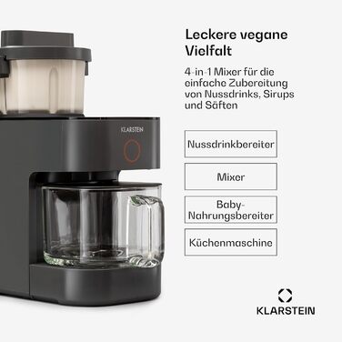 Klarstein Standmixer: Потужний міксер з 1250 Вт, 30 000 об/хв, сенсорний екран, чорний
