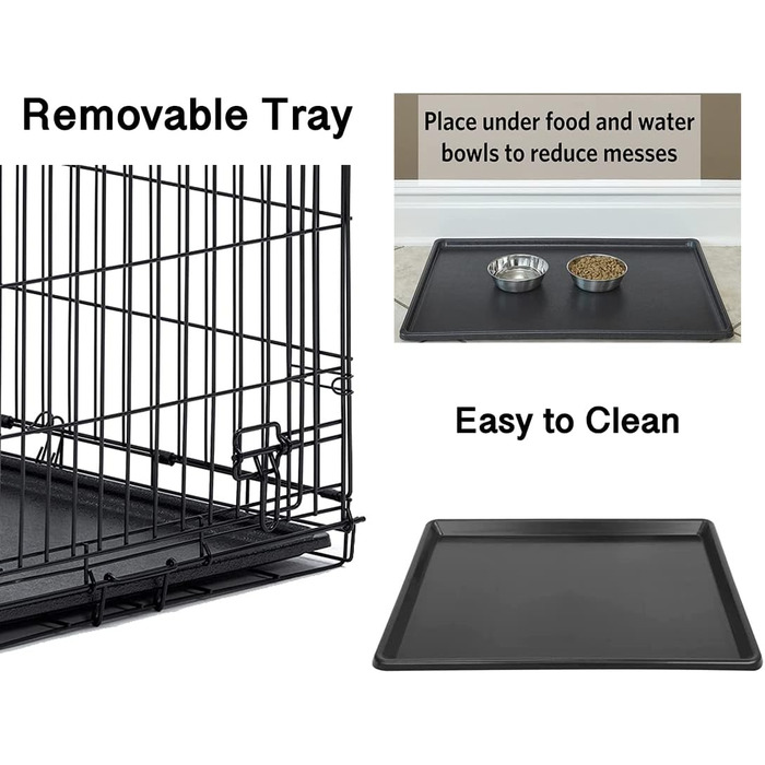 Клітка для собак 91x56x62 см, складана з 2 дверцятами, переноска для авто, вольєр для собак, дротяна клітка, розмір L (120x75x79 см)