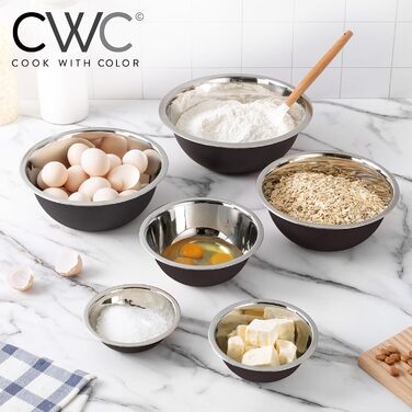Набір місок для змішування Cook With Color, нержавіюча сталь, 6 штук, чорний колір