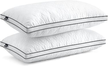 BedStory Pillow 40x80cm 2-Pack Pillows, Sleeping Pillows made of 2X950g Microfibers, Breathable and Washable Bed Pillows, Ideal for Deep and Restful Sleep, Öko-Tex Certified White Black 40x80 (2-Pack)