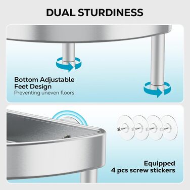 Поличка для душу Nieifi без свердління, кутова, з нержавіючої сталі, 4 яруси, чорна, для ванної кімнати та душу