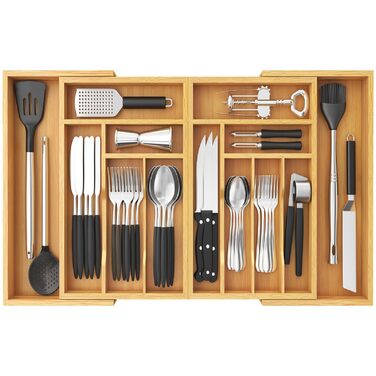 Органайзер для столових приборів Lifewit в шухляду, 43 см глибина, натуральний колір, для кухні