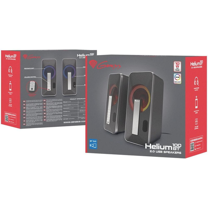 Комплект акустичних систем 2.0 Genesis Helium 100BT, 10 Вт, чорний