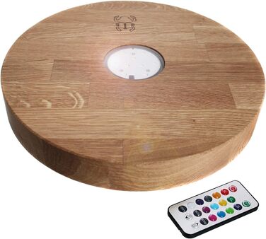 Kaya Shisha LED Coaster, with LED and Remote Control, Hookah Accessories (Ø 22cm) (Oak, 30cm)