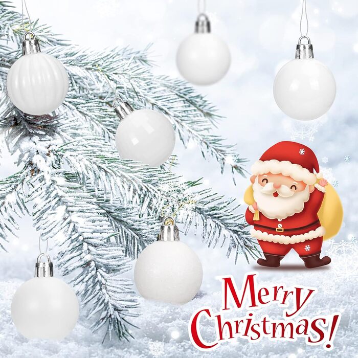 Набір прикрас на ялинку 36 шт, пластикові кулі 4 см, набір ялинкових прикрас для святкування, новорічний декор (білий)