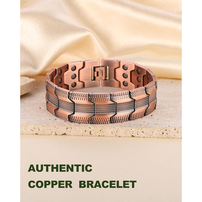 Браслет на руку чоловічий MagEnergy з міді - з 3 потужними магнітами, регульована довжина, інструмент для регулювання розміру