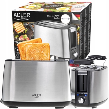 Тостер ADLER AD 3214, сріблястий/сірий, 900 Вт