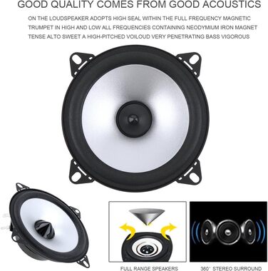 Автомобільні коаксіальні HiFi динаміки ePathChina 10,2 см, 60 Вт, 2-смугові, стерео, комплект 2 шт.