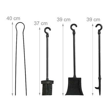 Relaxdays 5-Piece Fireplace Tool Set, Cast Iron