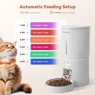 Автомат годування котів 4.2L з програмуванням, з окремою мискою з нержавіючої сталі