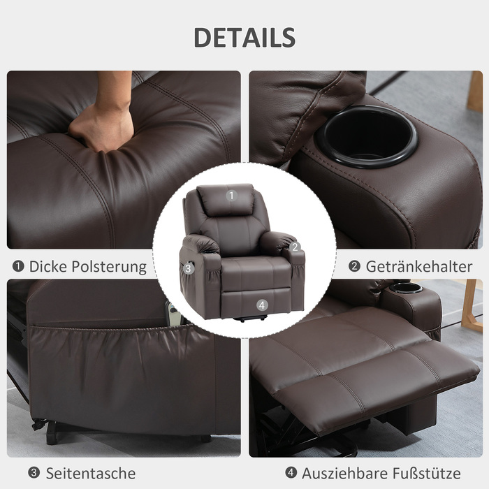 HOMCOM Electric TV Lift Chair with Assistance, 330 lbs, Brown