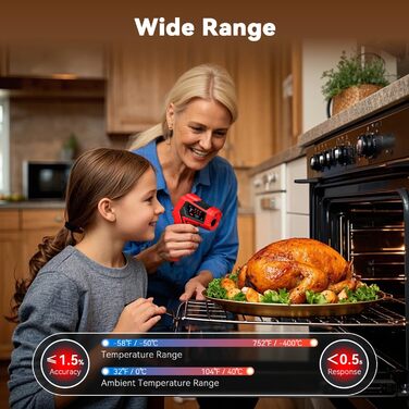 Інфрачервоний термометр Wintact з лазером, -50°C до 600°C, для кухні, приготування їжі, піци та грилю (WT313A)