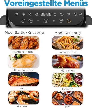 Фритюрниця Midea DualTaste 7 л з оглядовим вікном, аерофритюрниця XXL, 8 програм, випікання, гриль, розморожування, таймер 12 годин, 40-200°C, 1650 Вт, знімна чаша, модель MF-CY75AB