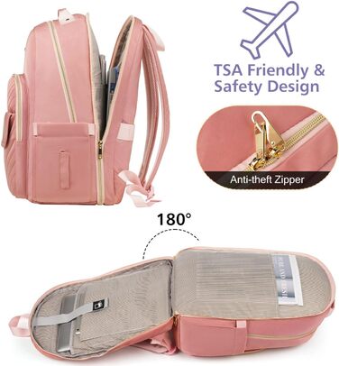 Жіночий рюкзак для ноутбука 17,3 дюйма: стильний рюкзак для дівчат-підлітків, студентів та вчителів, ідеальний для навчання, роботи та офісу (15.6', Рожевий)
