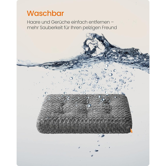 Ліжко для собак Feandrea XL, м'яка підстилка для великих собак, 110 x 73 см, сірий колір, PGW293GN01