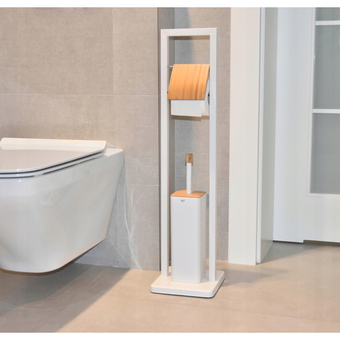 Набір для туалету Yoka Home (металевий, білий) з тримачем для паперу та йоржиком