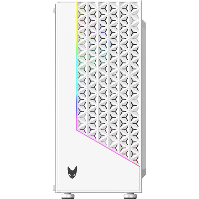 Oversteel Iridium - Комп'ютерний корпус для ігор, білий, з вентилятором A-RGB 120мм, сумісний з ATX/Micro ATX/ITX, сітчаста передня панель, 2 фільтри пилу, загартоване скло, USB 3.0