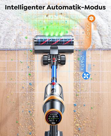 Бездротовий акумуляторний пилосос 600W/50KPA/65хв з док-станцією, для дому та авто, блакитний
