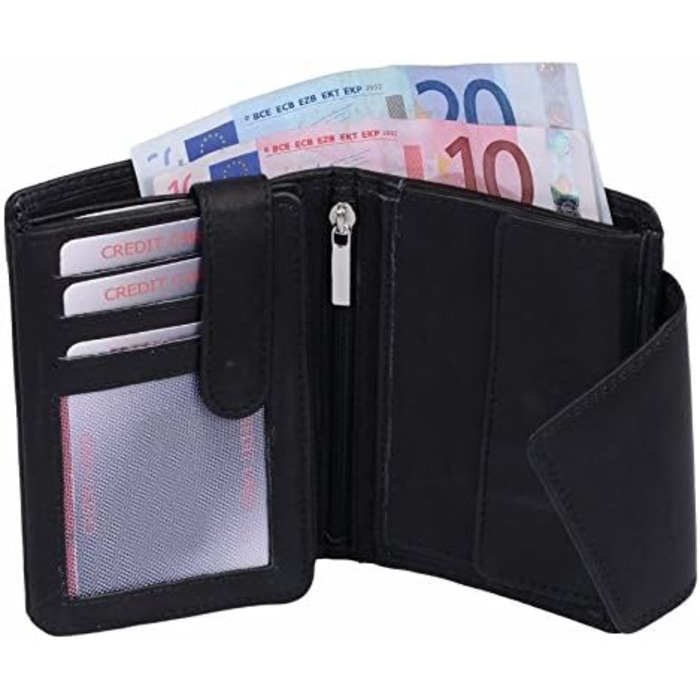 LEAS Ladies' Exchange in portrait format with RFID protection, genuine leather, black Ladies' Collection