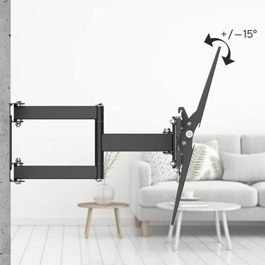 Hama TV Wall Mount Bracket (37-90 inch TV Mount, up to 220lbs, VESA 800x400, Fixed Wall Mount, Includes Fischer Anchors & Instructions, Black)