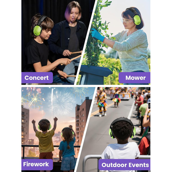 Навушники для захисту від шуму Dr.meter для дітей - пасивні навушники для школи, навчання, сну, автозму, гри на барабанах (зелені, рожеві, блакитні)