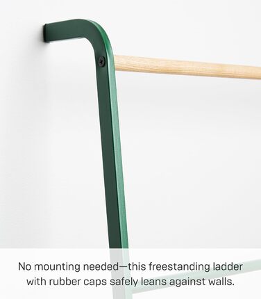 Yamazaki 2813 TOWER Leaning Clothes Rack, Steel/Wood, Minimalist, 45 x 24 x 160 cm (Green (Forest Green), Modern)