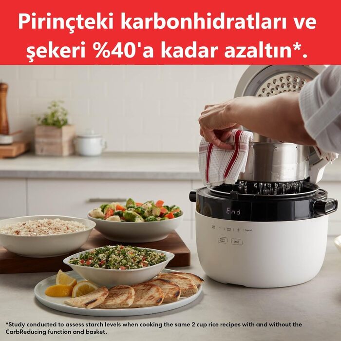 Rice Cooker and Steamer - Automatic, versatile rice cooker, steamer, and sauté/frying pan - Removable, dishwasher-safe pot (12 cups / 2.8 l) - up to 20 servings
