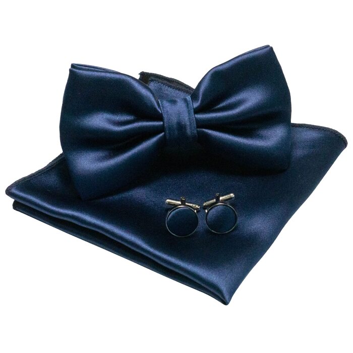 Метелик для чоловіків JEMYGINS з краваткою-бабочкою та нагрудною хустиною, комплект, темно-синій (5)