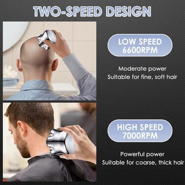 Електрична бритва чоловіча 7D Glatzen з плаваючою головкою, LED-дисплеєм, 2 режимами, Type-C зарядка, срібляста