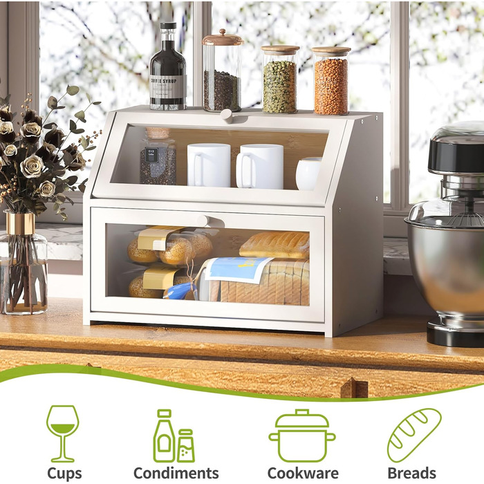 Бротокнига для кухні BMOSU: двошарова, бамбукова, велика місткість, білий колір