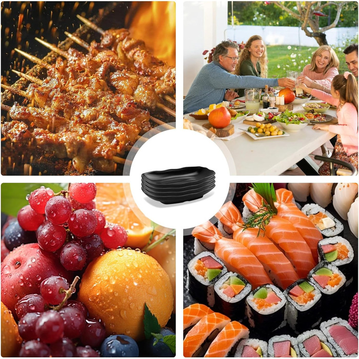 Teller Teller Rechteckig, чорний порцеляновий сервірувальний піднос для закусок, десертів, суші, тортів, салатів, фруктів, антипасті та гарнірів (Ljp5008-4)