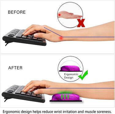 Підкладка під мишу та клавіатуру ergonomic ARTSO з підтримкою зап'ястя, Memory Foam, фіолетовий метелик