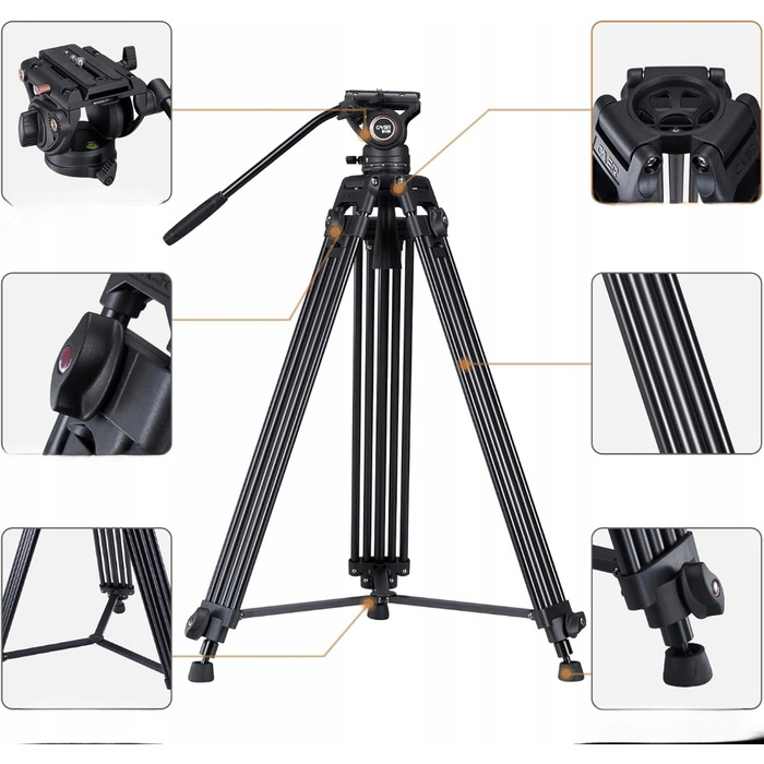 Міцний відеоштатив Cayer BV30, висота 162,5 см