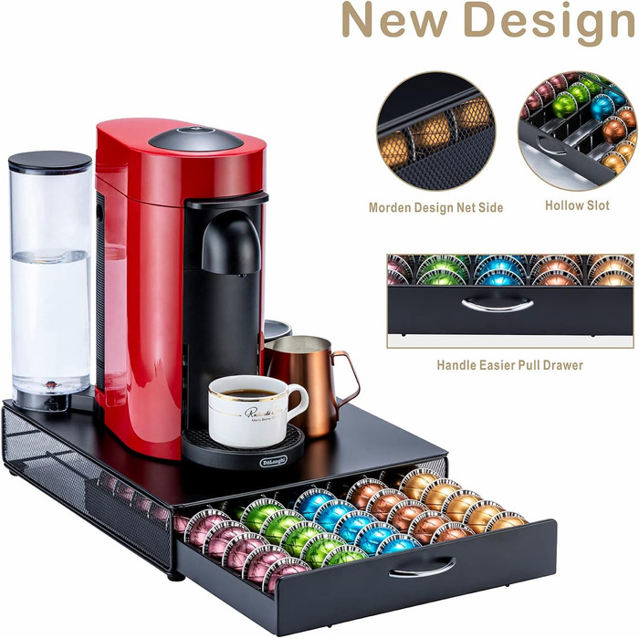 Організатор для капсул Nespresso Vertuo, чорний металевий стійка на 50 капсул (Net Side)