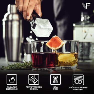 Neighbour's Friend Patented Ice Ball Mold 2-Pack - Large Round Platinum Silicone Ice Cube Mold for Cocktails, Whiskey & Long Drinks - 12x Round Ice Cubes, Dishwasher Safe - XXL Ice Cubes