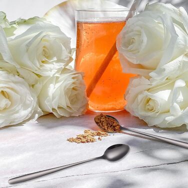 Набір ложок для лате макіато, 6 шт., 19.8 см, нержавіюча сталь. Підходить для кави, коктейлів, десертів