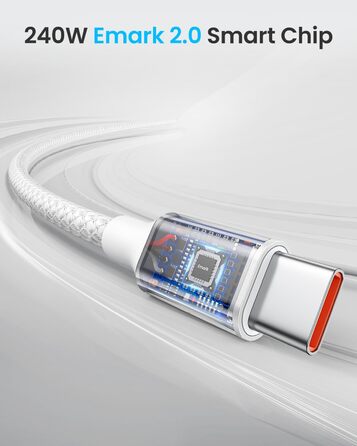 Кабель USB-C to USB-C 240W, 1м, білий. Швидка зарядка 5A. Сумісний з iPhone 15/16 Pro Max, Samsung Galaxy S25/S24 Plus/A16/A56