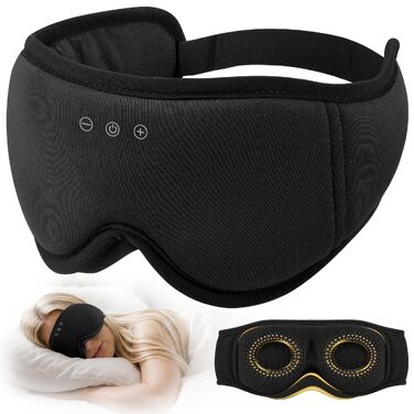Маска для сну з Bluetooth навушниками LOVE EYE 3D для зручного сну на боці, бамбукова, чорна