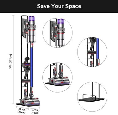 Підставка для пилососа Dyson Gen5 V15s/V15/V12 Slim/V11/V10/V8/V7/V6 на колесах, чорна - настінний тримач без свердління