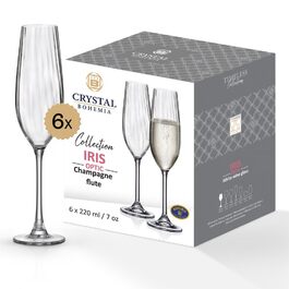 Кришталеві бокали Crystal Bohemia для шампанського - набір 6 шт, 260 мл, миючі в посудомийній машині, довговічні та стійкі до подряпин. Елегантні склянки з кришталю - ідеальний подарунок для любителів шампанського